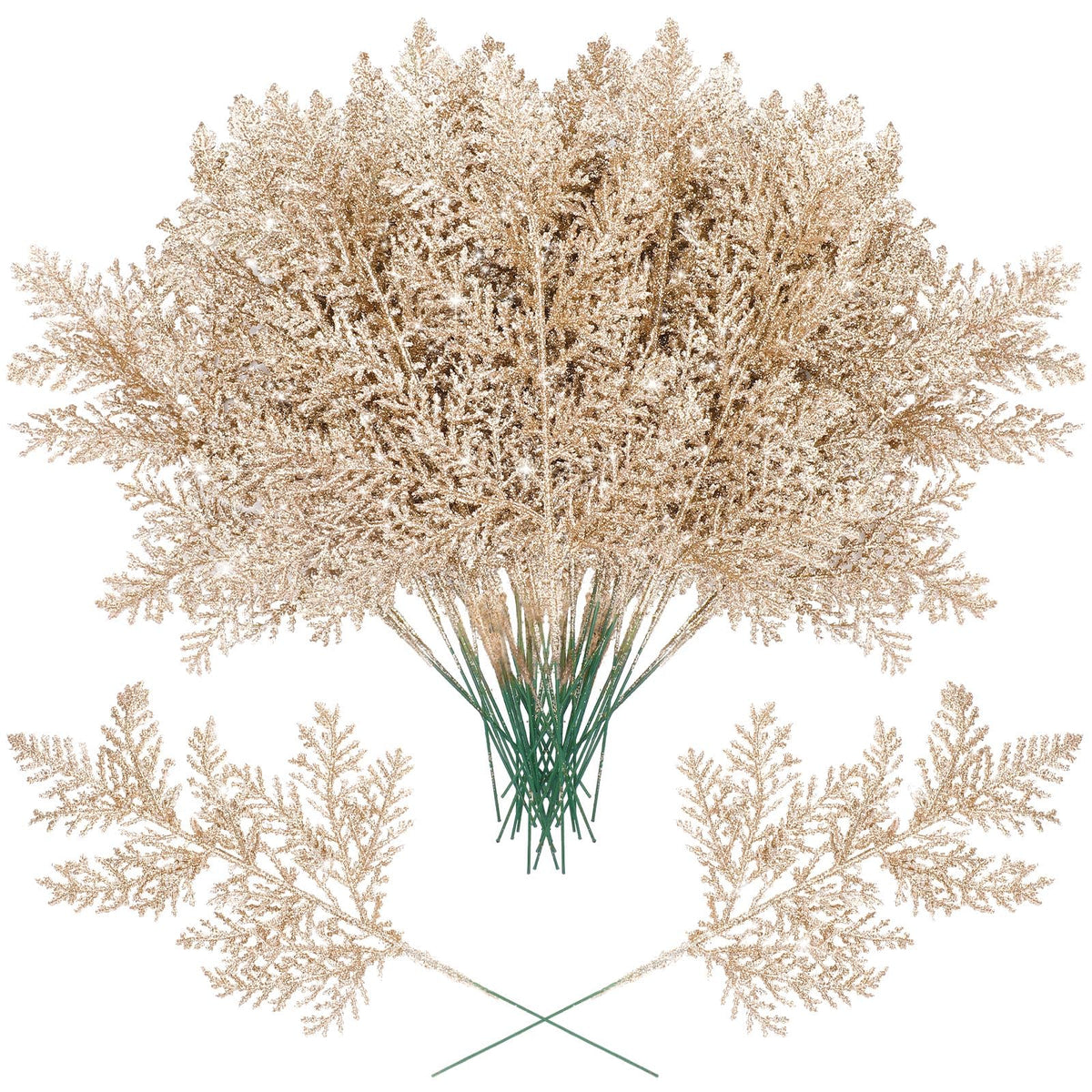 Cindeer front packaging showing 100 champagne gold picks, easy bulk decorating