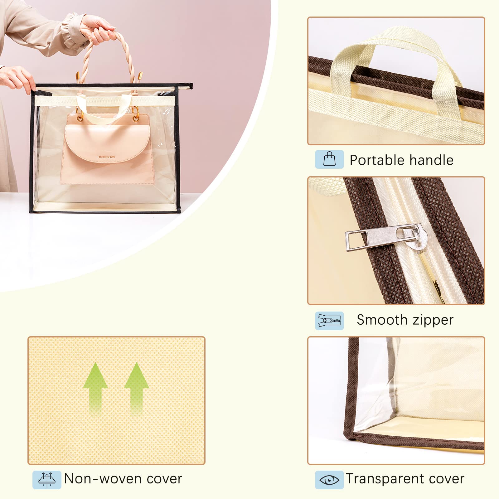 CINPIUK size comparison with three handbags demonstrates fit for small to large bags