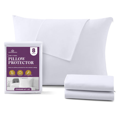 CIRCLESHOME front packaging showing eight zippered cotton protectors for value and convenience
