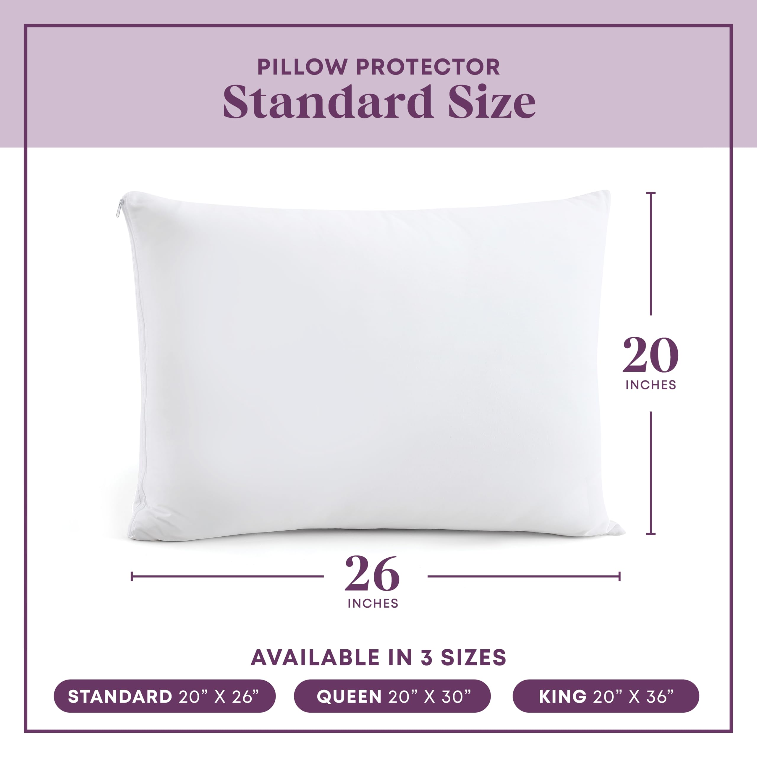 CIRCLESHOME protector beside measuring tape showing standard 20x26 size for accurate fit