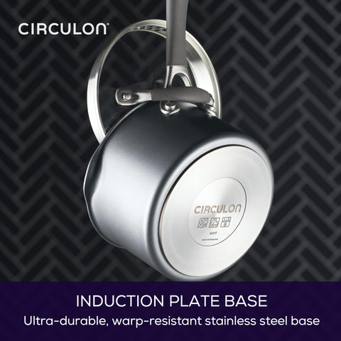 Circulon saucepan placed in dishwasher showing easy cleanup advantage