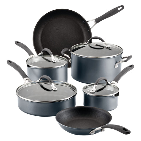 Circulon A1 front packaging showing graphite 10-piece set and brand reliability
