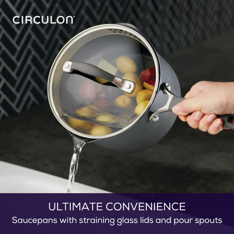 Circulon induction base profile showing even-heat and warp-resistant benefit