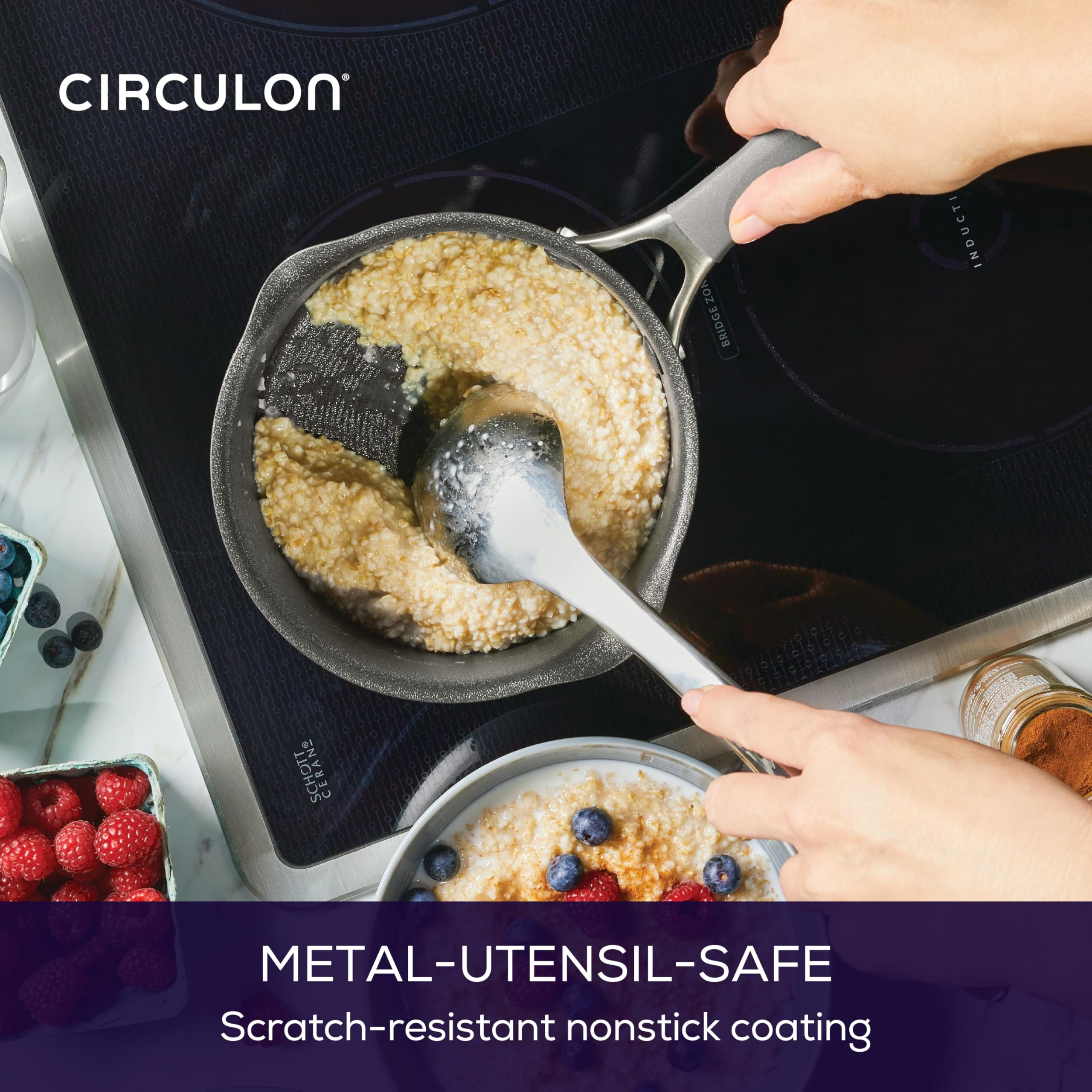 Circulon interior nonstick texture demonstrating scratch-resistant surface benefit