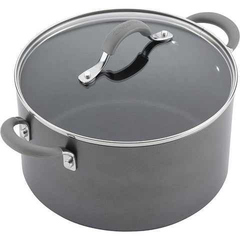 Circulon Elementum tempered glass lids and strainer for hands-free draining benefit