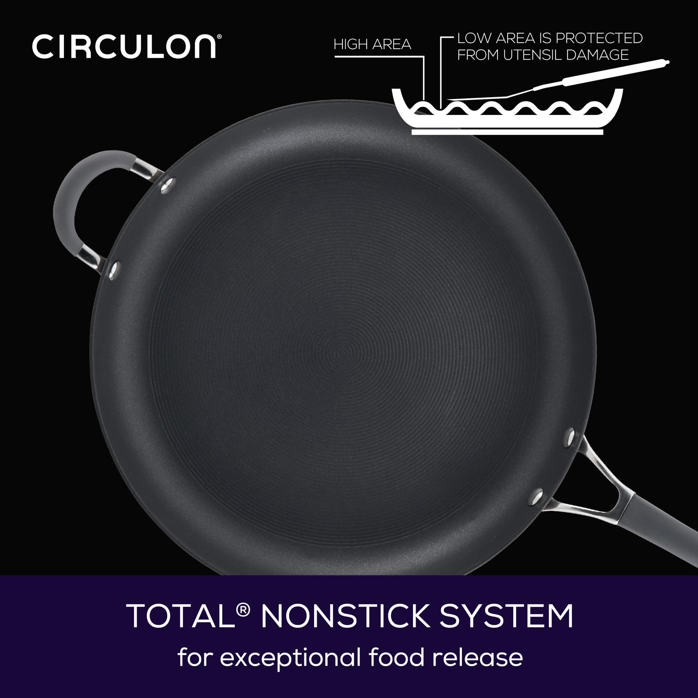Circulon Radiance angled side profile showing hard-anodized durability and depth