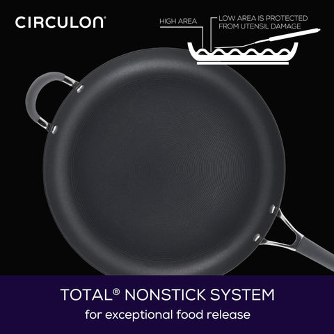 Circulon Radiance angled side profile showing hard-anodized durability and depth