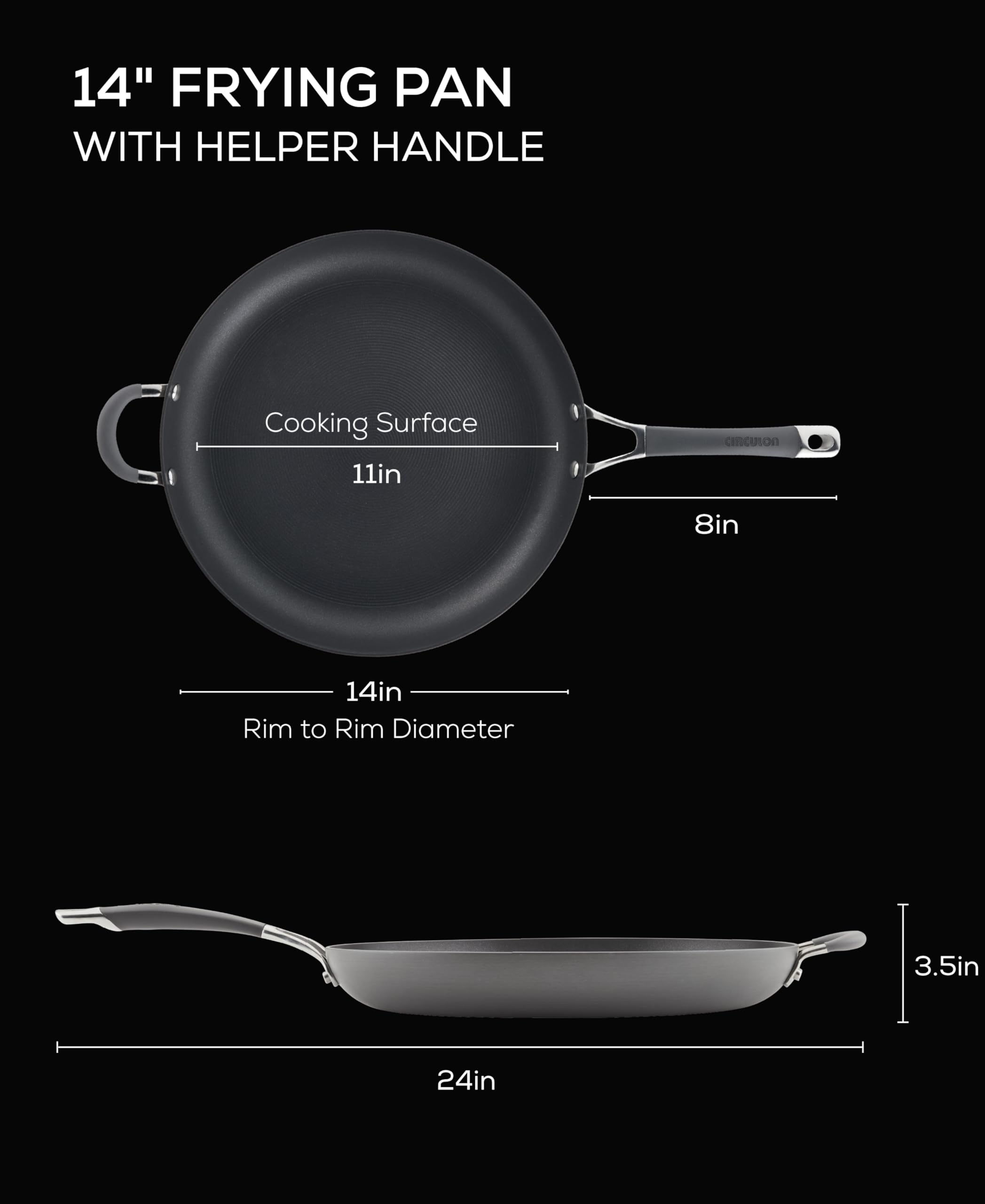 Circulon Radiance handle close-up highlighting secure dual-riveted stainless steel