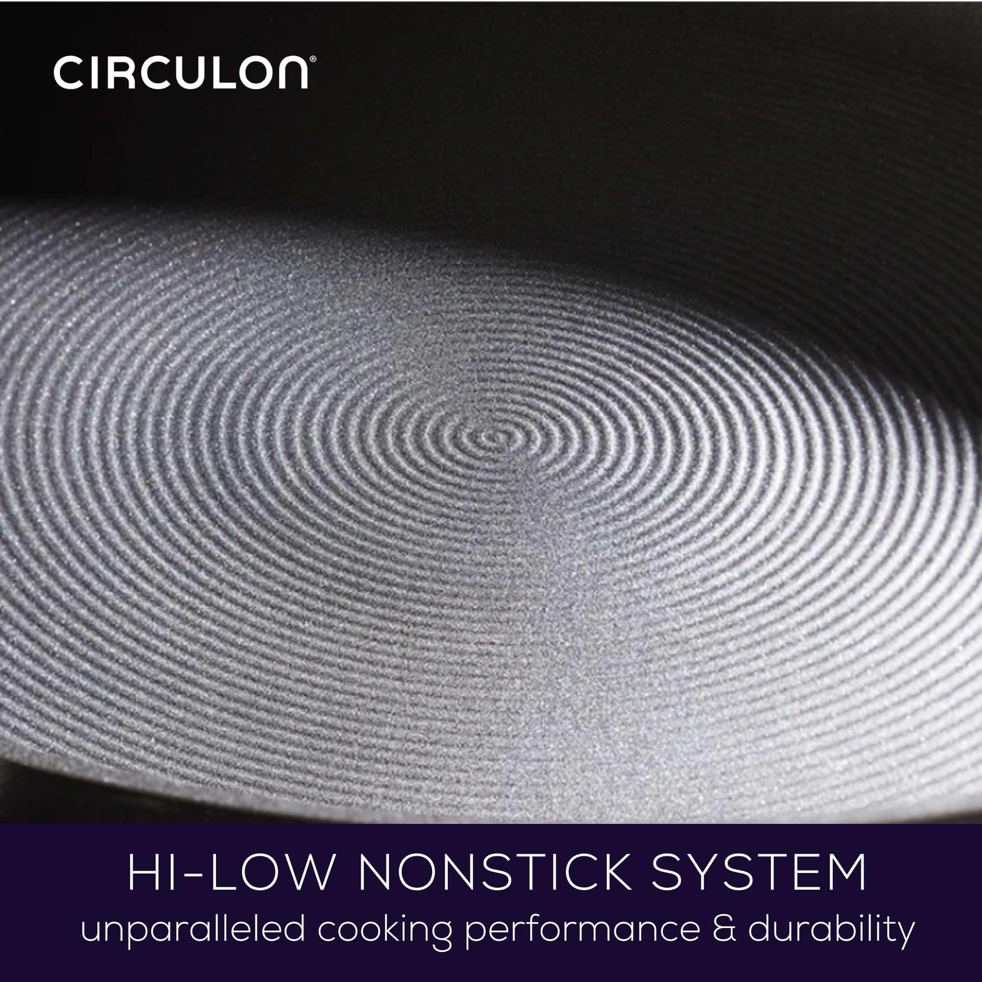 Circulon Radiance raised circle texture on nonstick surface for effortless food release