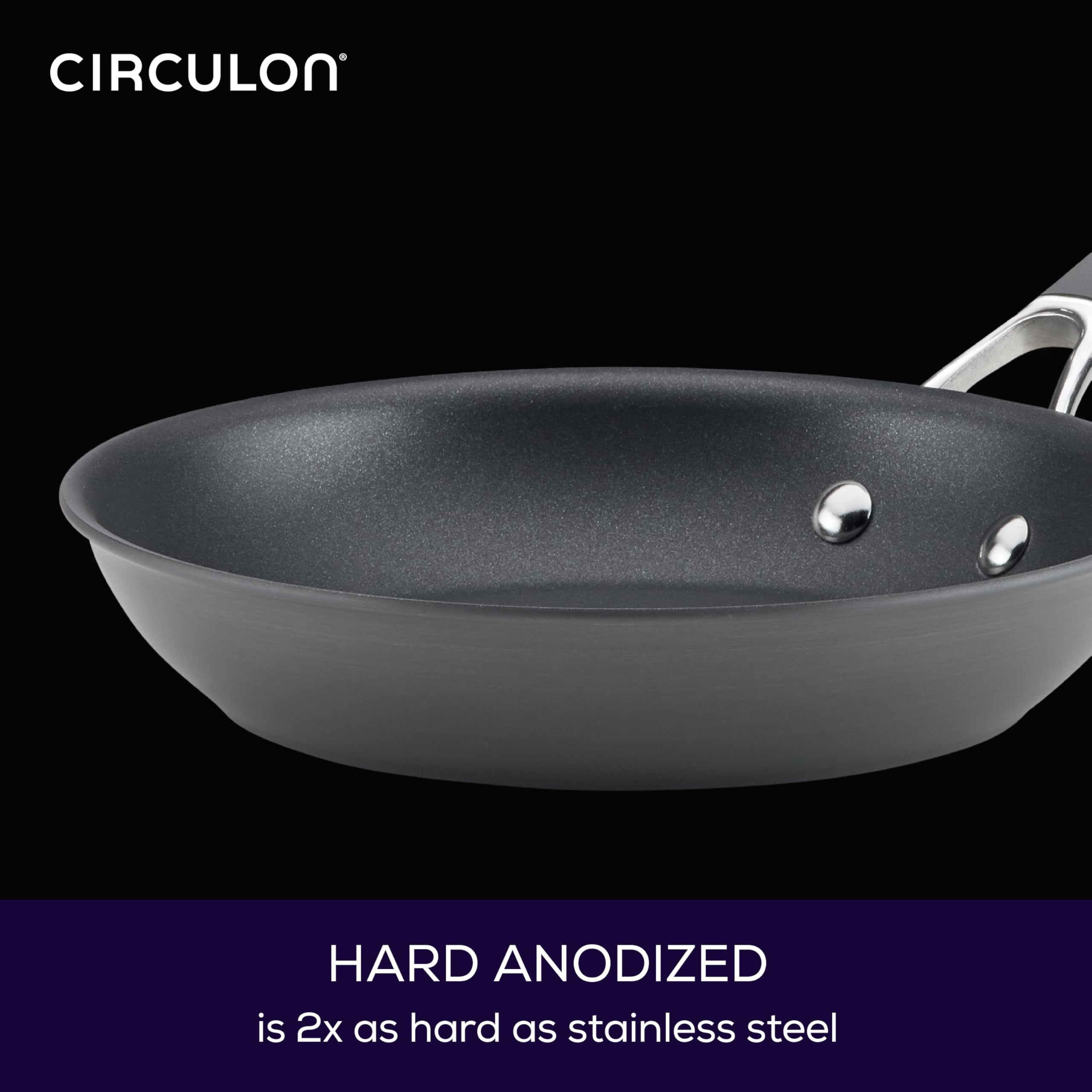 Circulon Radiance skillet close-up revealing smooth cooking surface and even browning benefit