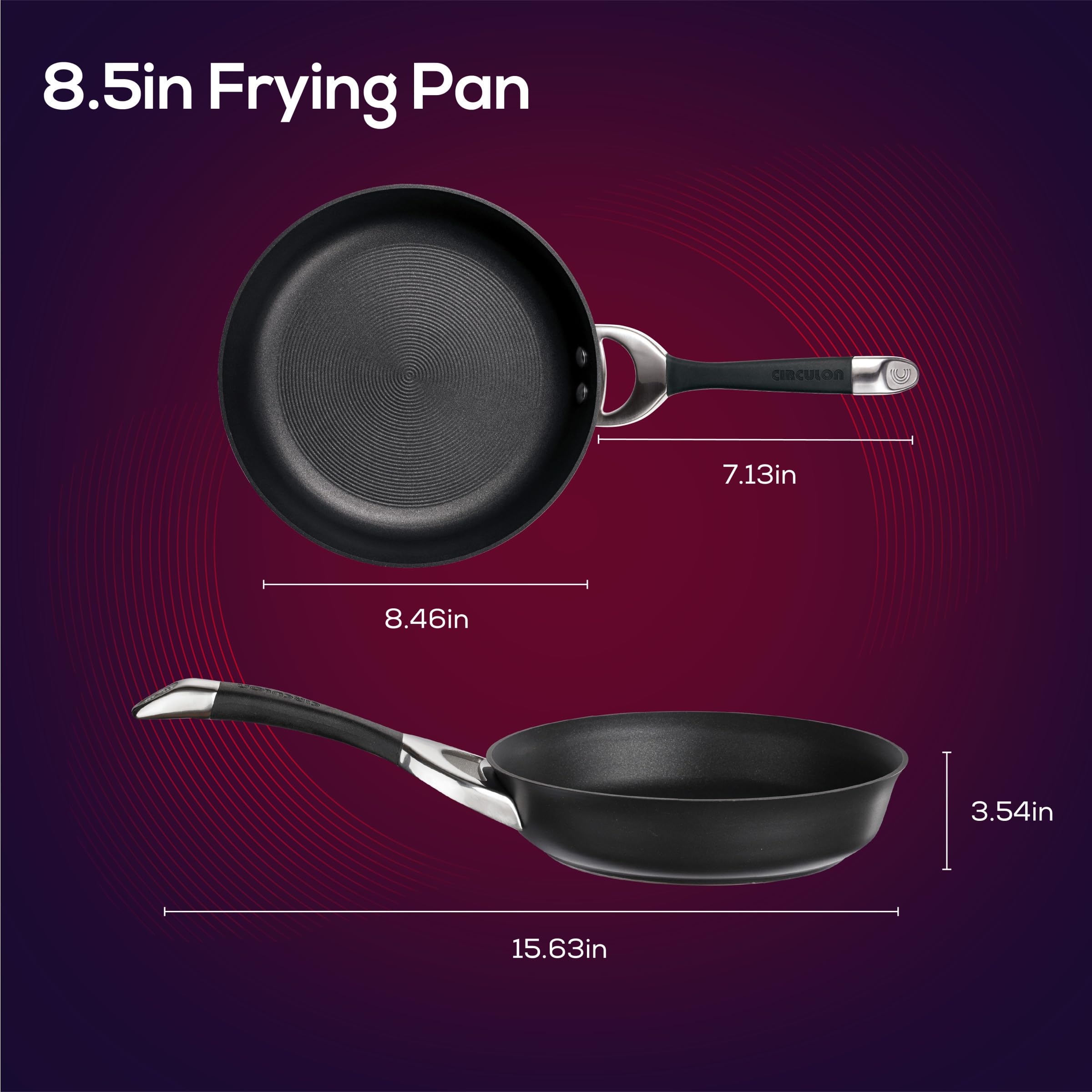 Circulon rubberized stainless handle close-up for comfortable grip