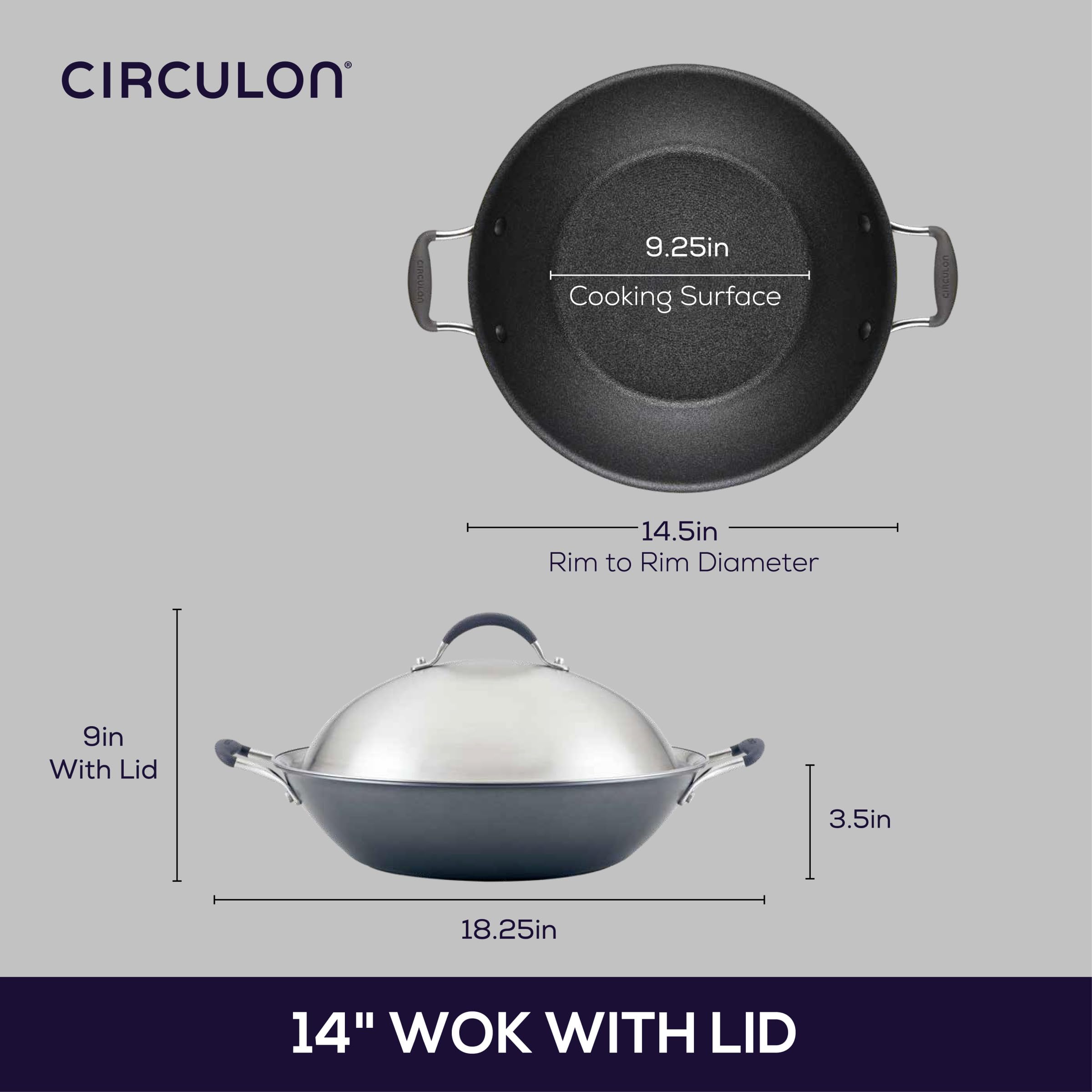Circulon detailed view of thick induction-ready steel base, fast even heat distribution.