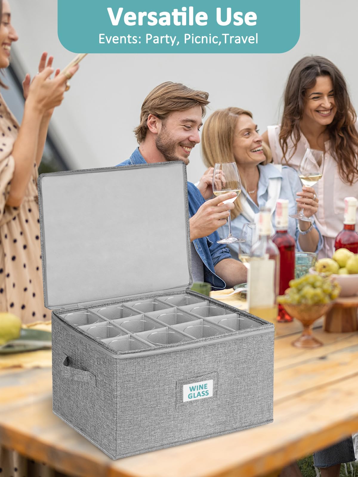 Cirhy box on table near glassware for quick access at events