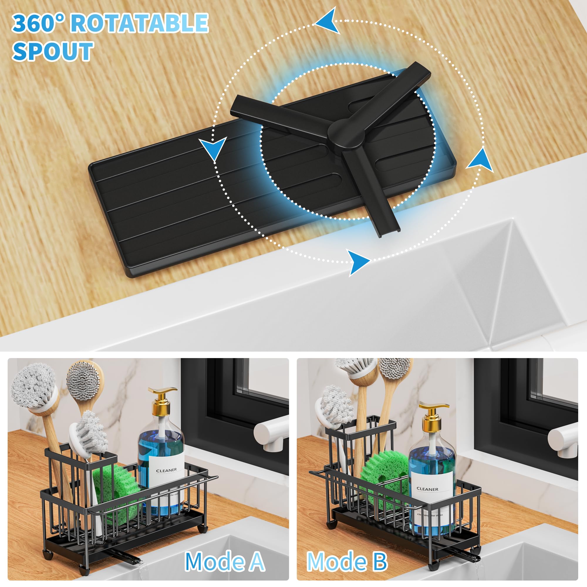 Cisily three compartment overview separating sponge, soap and accessories