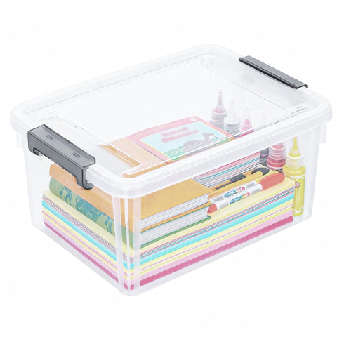 Citylife clear 17 QT bin front view showing transparent storage benefits