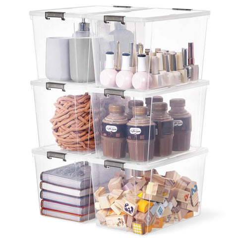 Citylife front view of six clear bins showing organized storage benefit