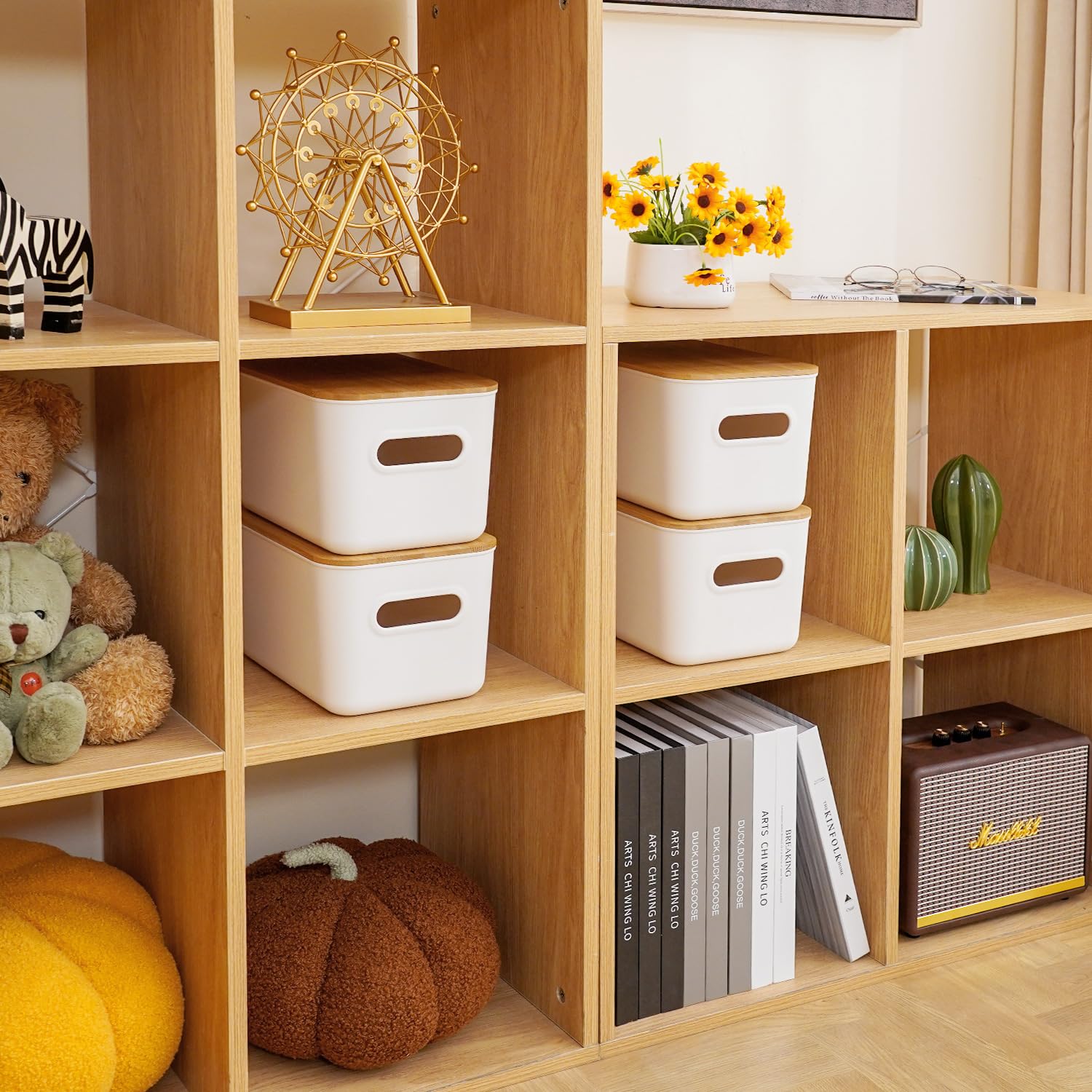 Citylife styled on bathroom shelf showing tidy, decor-friendly organization