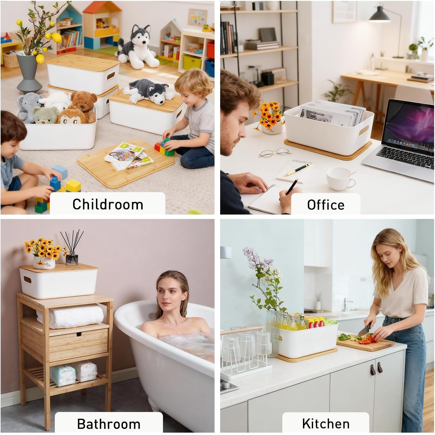 Citylife storage bins in a living room setting adding tidy, decorative organization
