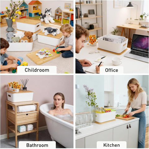 Citylife storage bins in a living room setting adding tidy, decorative organization