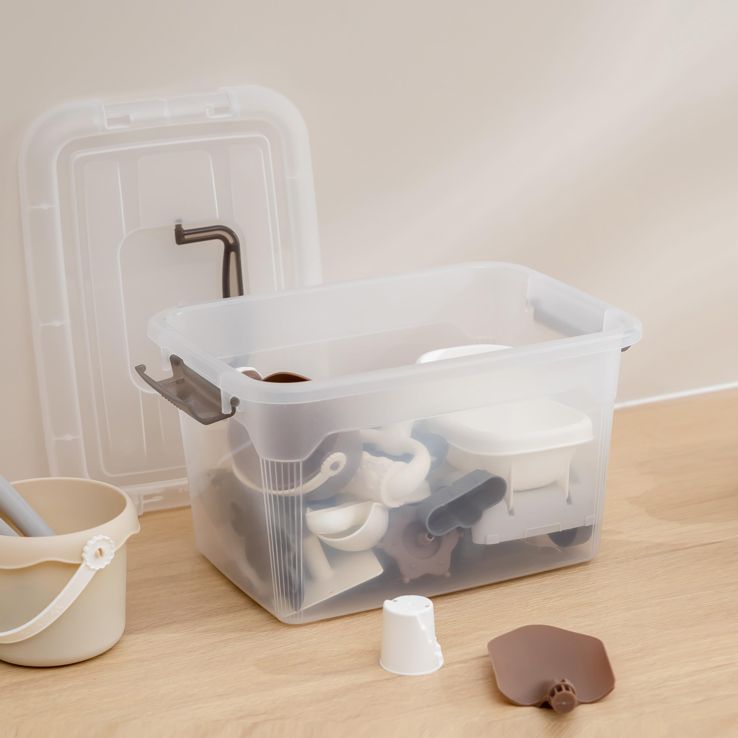 Citylife bins next to common items to show size and capacity clarity