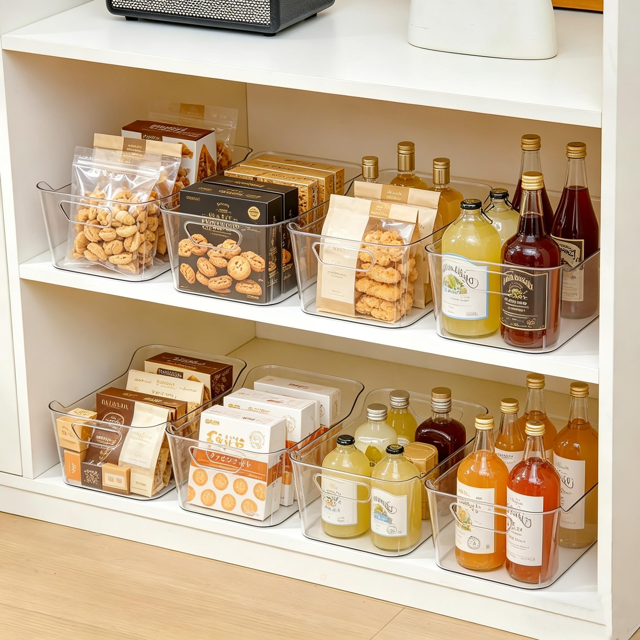 CiWiVOKi pantry filled bins holding snacks and cans for quick selection