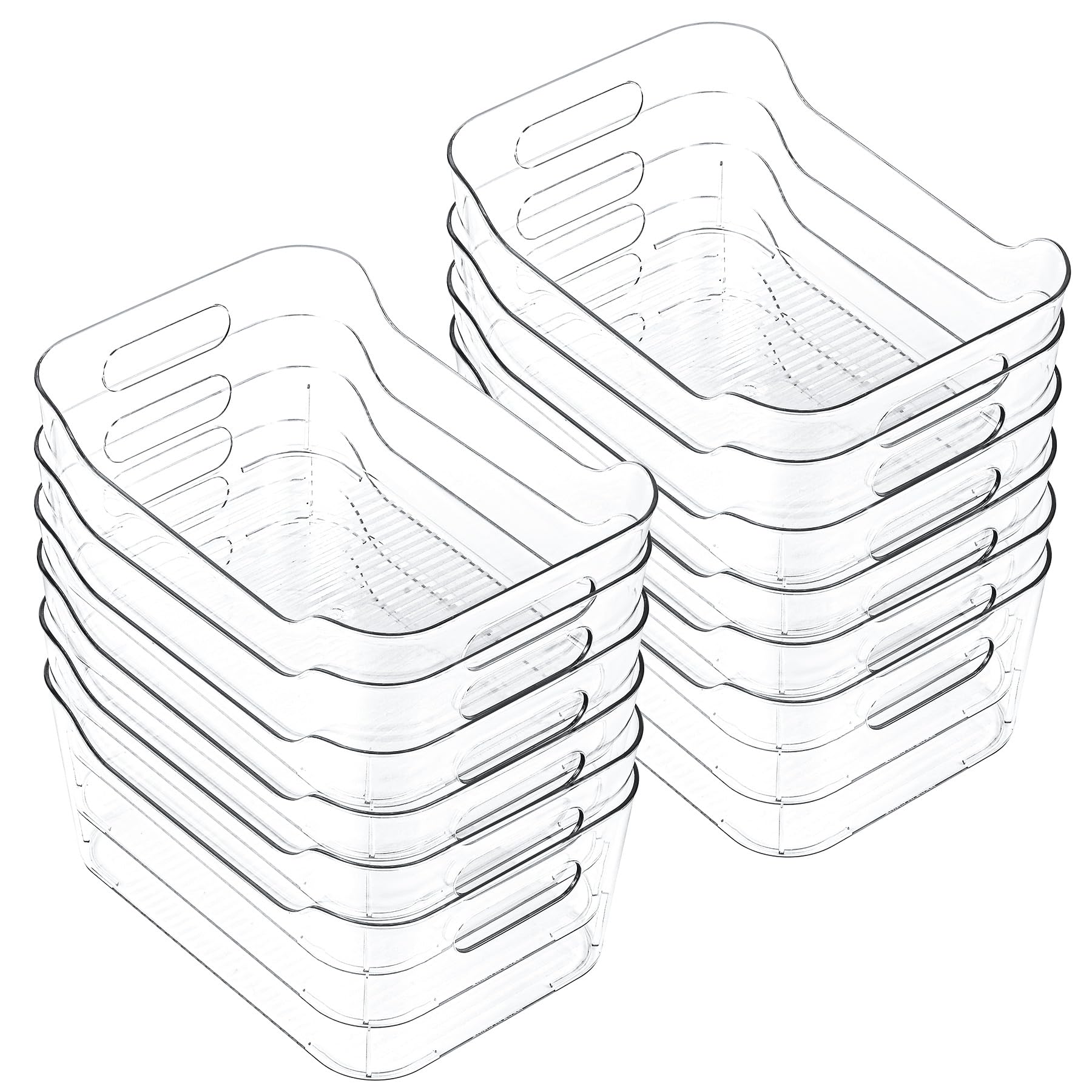 CiWiVOKi front view of 12-pack clear bins showing contents visibility and neat storage