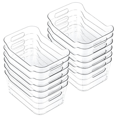 CiWiVOKi front view of 12-pack clear bins showing contents visibility and neat storage