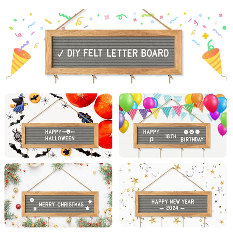 CJIAWYS close-up of oak felt letter board highlighting message flexibility