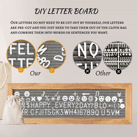 CJIAWYS pre-cut letters stored in cloth bag for quick caption changes