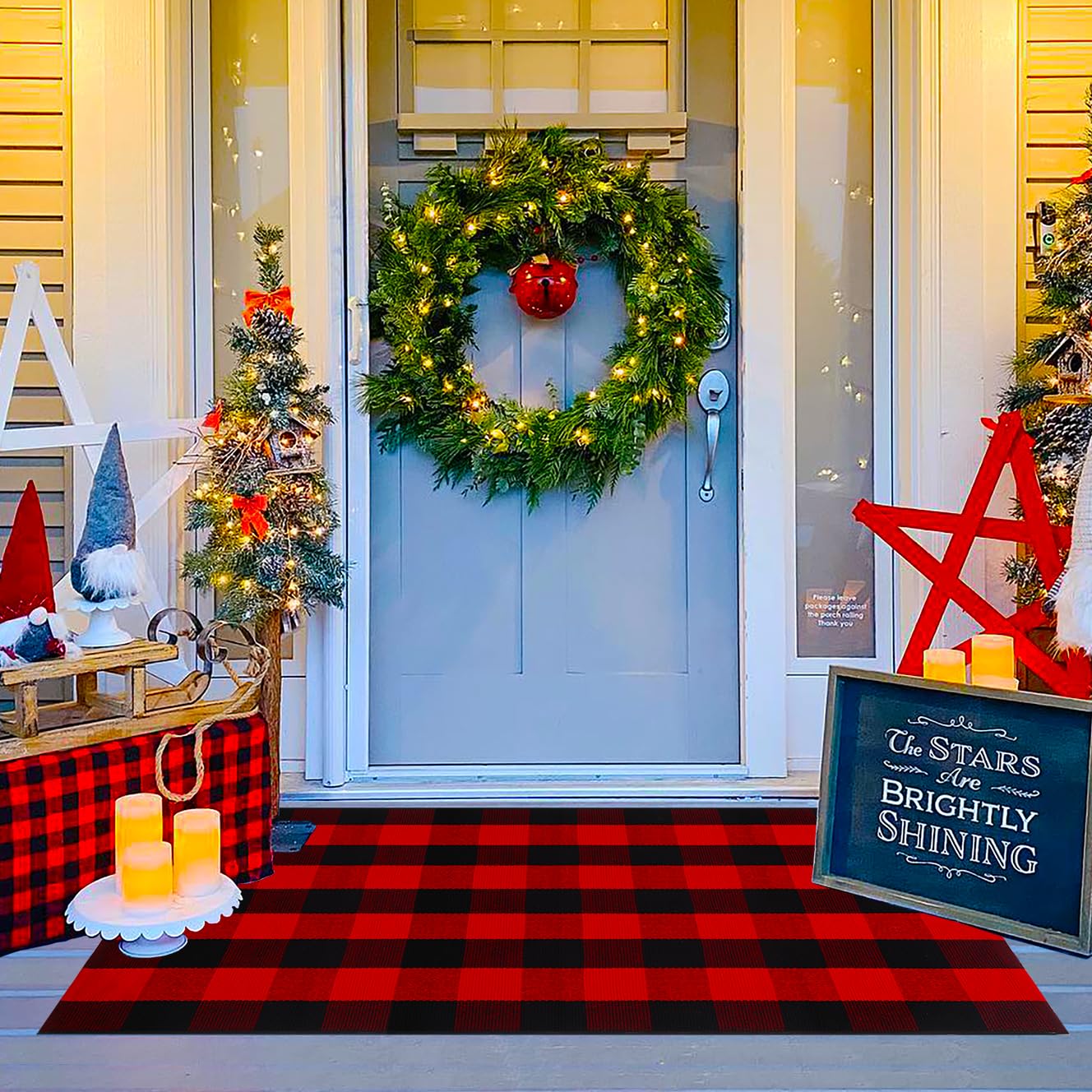 Ckorzen front view showing the red and black plaid for festive curb appeal