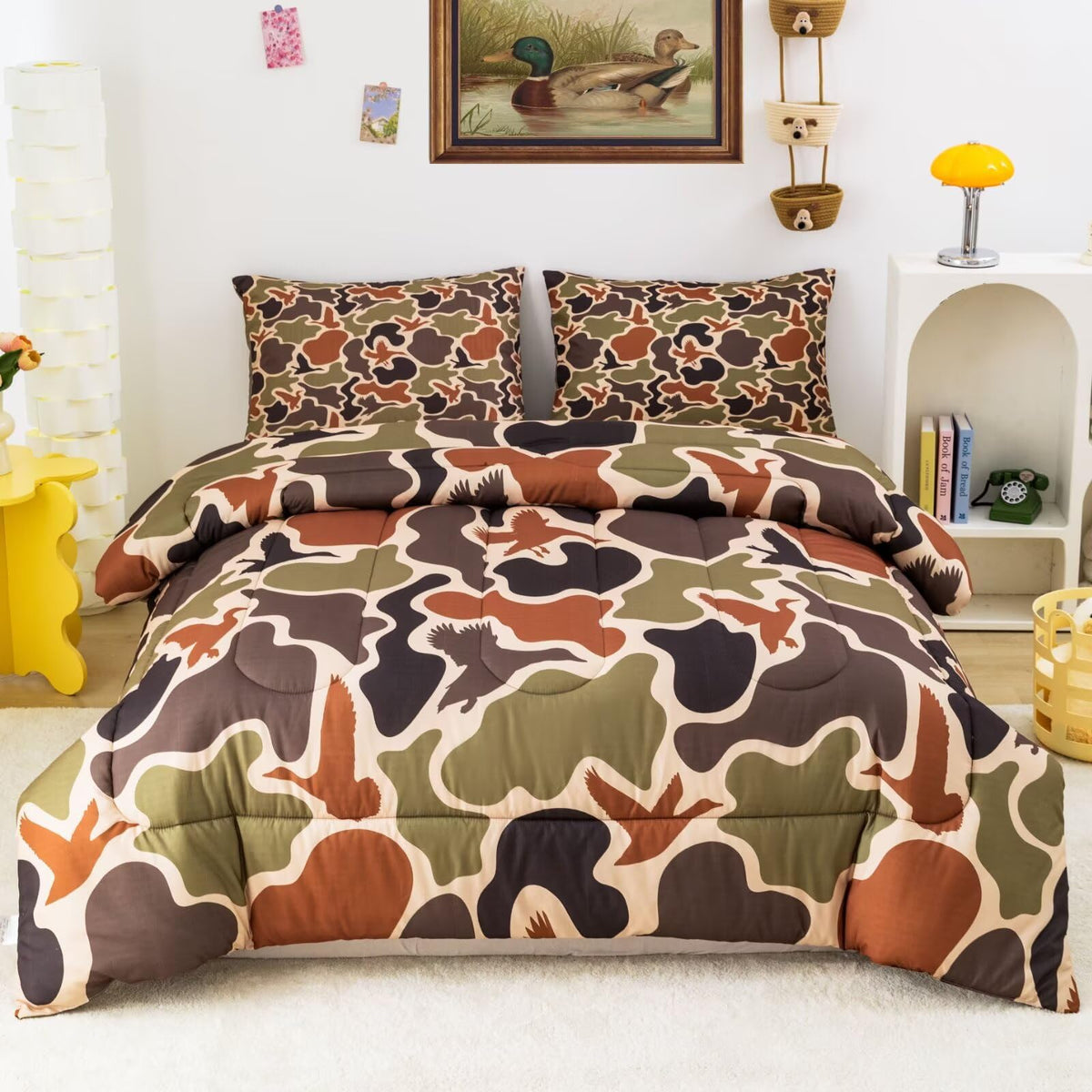CKOU CCOO front packaging showing full duck camo comforter set and benefits