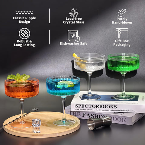 CL FUN glasses on table lifestyle setting improving festive ambiance