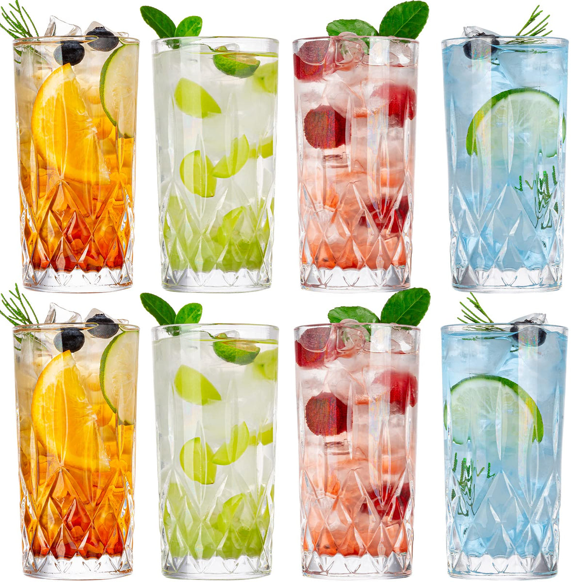 Claplante highball front view showing elegant diamond-cut and durable finish