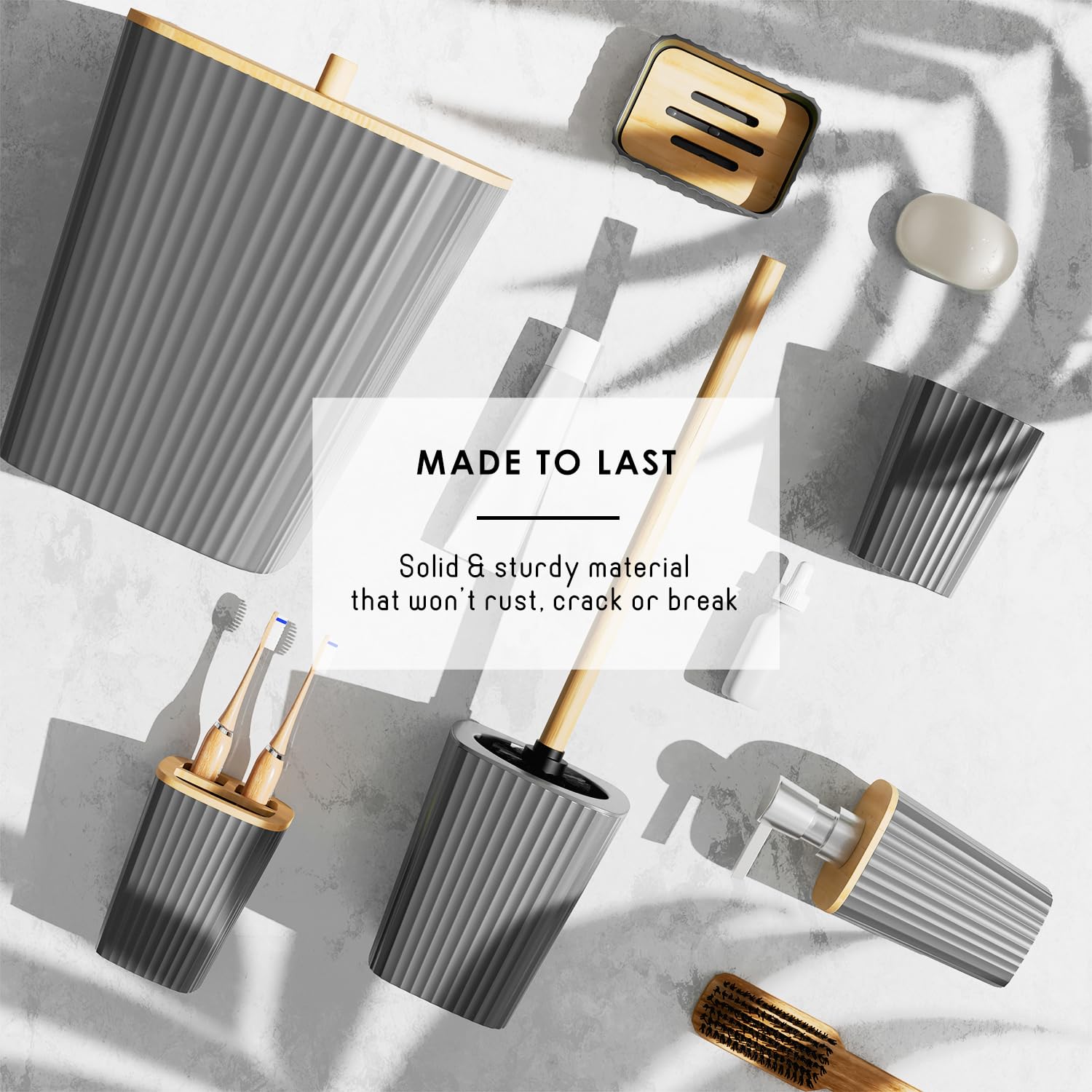 Clara Clark vanity accessories arranged neatly for organized counter space
