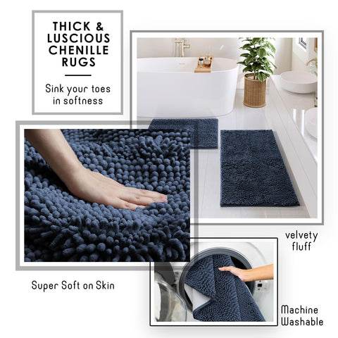Clara Clark large chenille rug close-up showing absorbent plush fibers