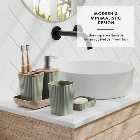 Clara Clark styled bathroom scene portraying cohesive sage decor