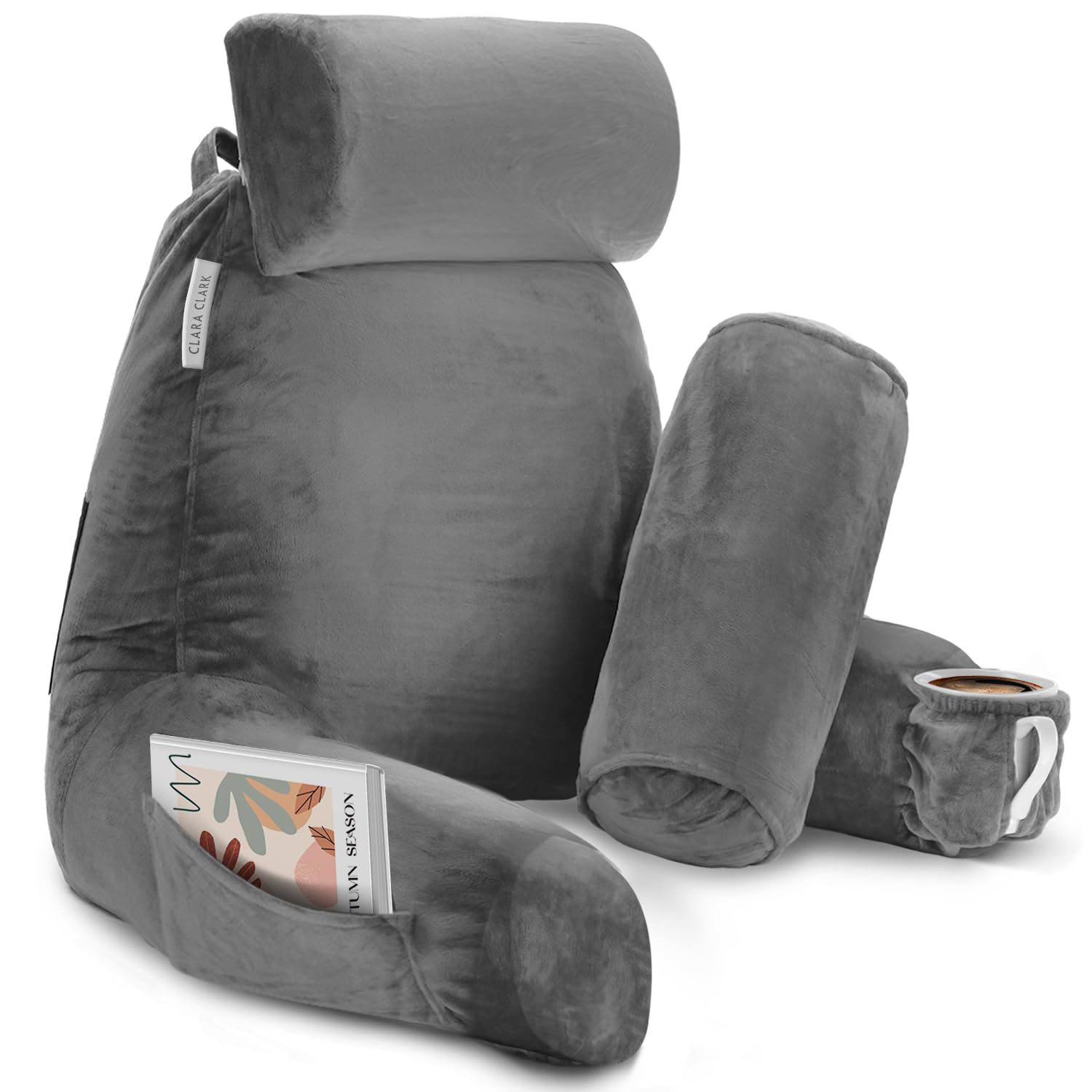 Clara Clark front view of reading pillow showing full support and comfort
