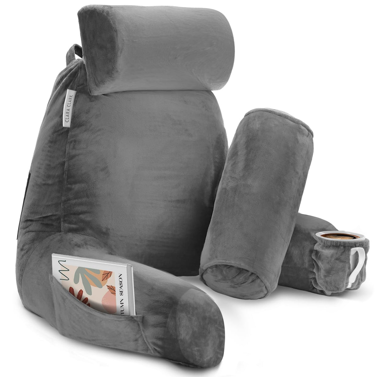 Clara Clark front view of reading pillow showing full support and comfort