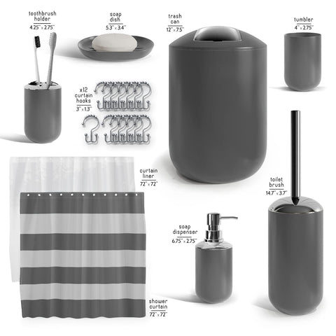 Clara Clark gray 72x72 shower curtain hung neatly for a streamlined look