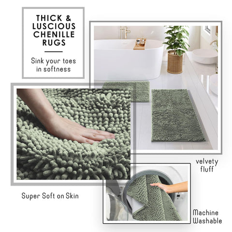 Clara Clark small chenille rug close-up demonstrating absorbency