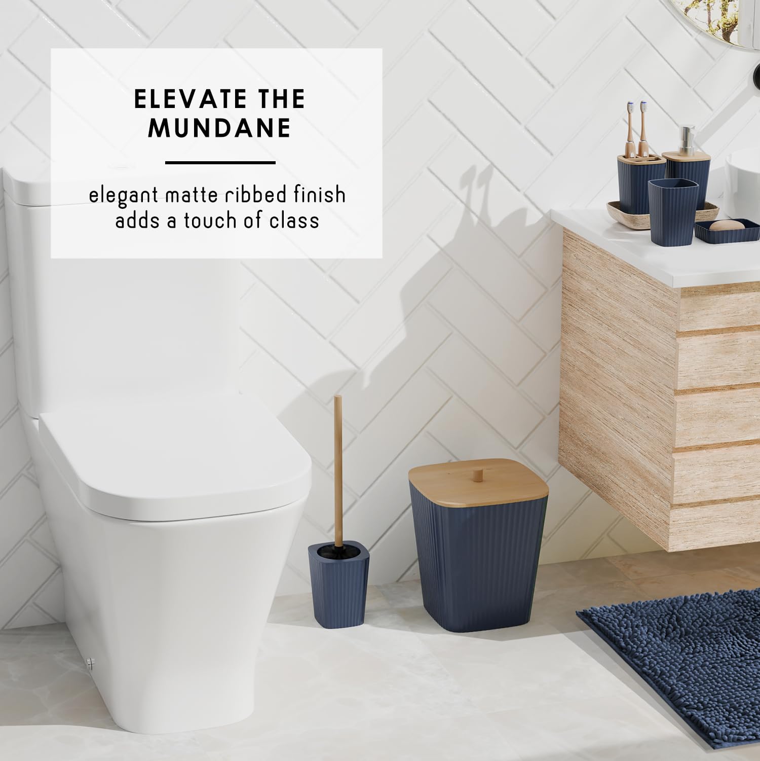 Clara Clark toilet brush and trash can set offering tidy bathroom storage