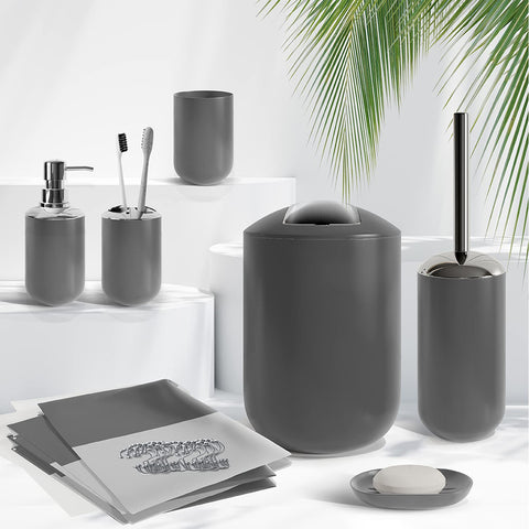 Clara Clark small bathroom trash can with accessories arranged for tidy visuals