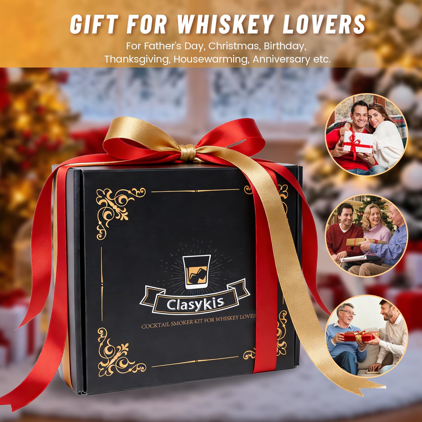 Clasykis home bar lifestyle shot showing gift-ready presentation and entertaining use