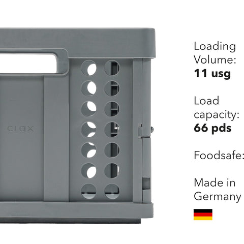 Clax crate open side profile demonstrating full 10.26 inch height benefit