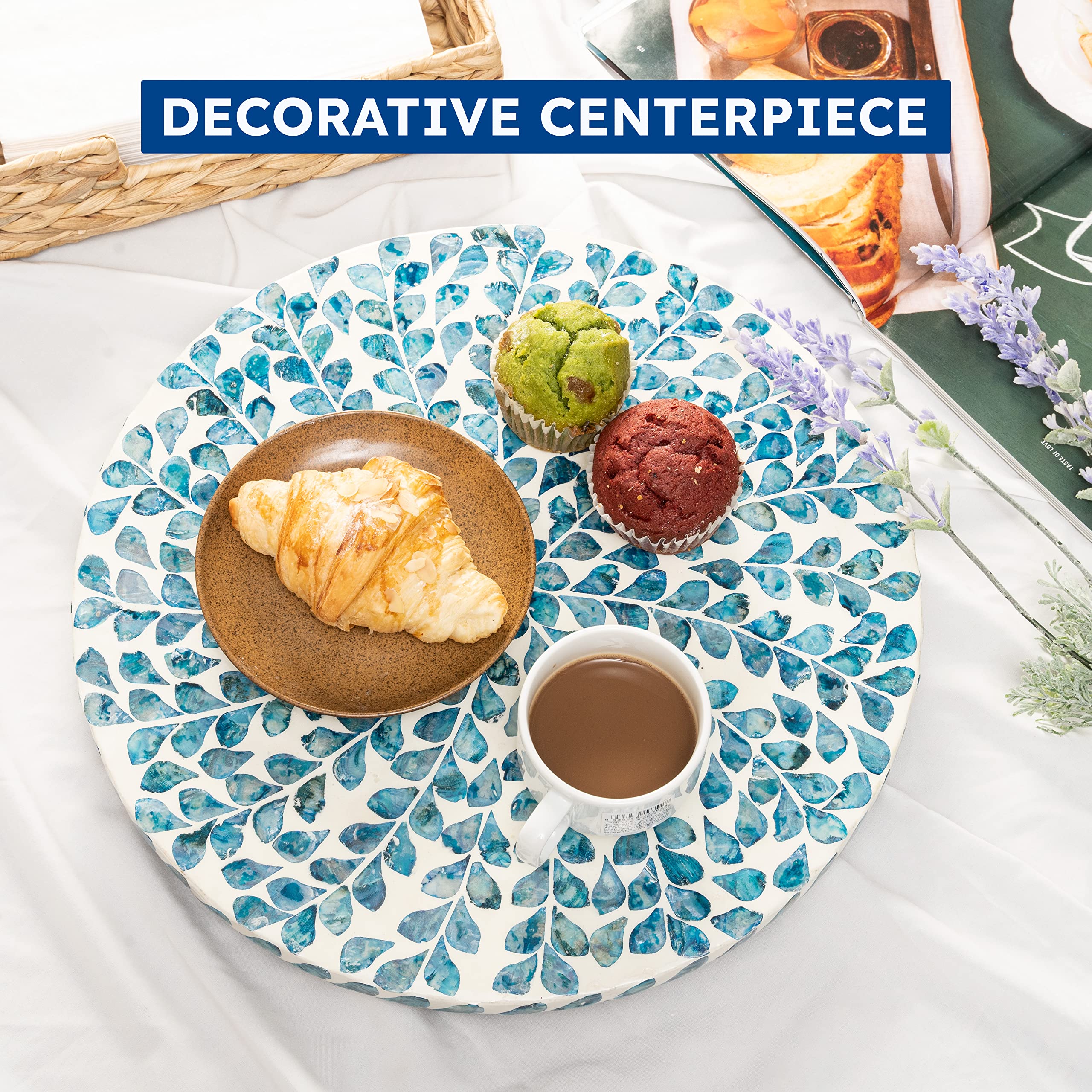 CLAYNIX close-up of capiz inlay highlighting blue floral pattern and refined texture