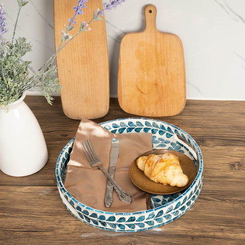 CLAYNIX tray serving breakfast with teapot, showing practical use and aesthetic appeal