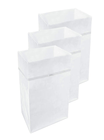 Clean Cubes front packaging showing three white pop-up bins and easy setup benefit