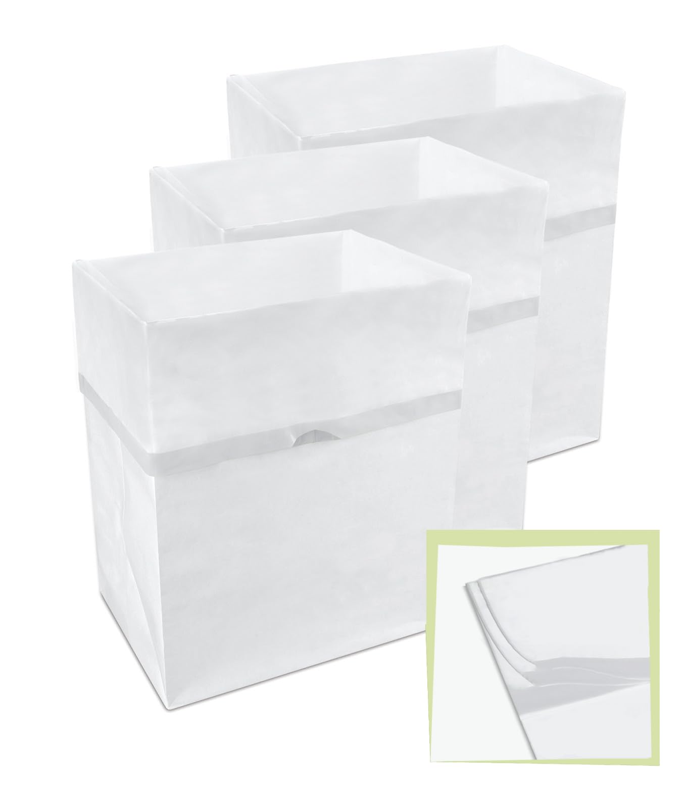 Clean Cubes front packaging showing three white pop-up cans and benefit of ready liners