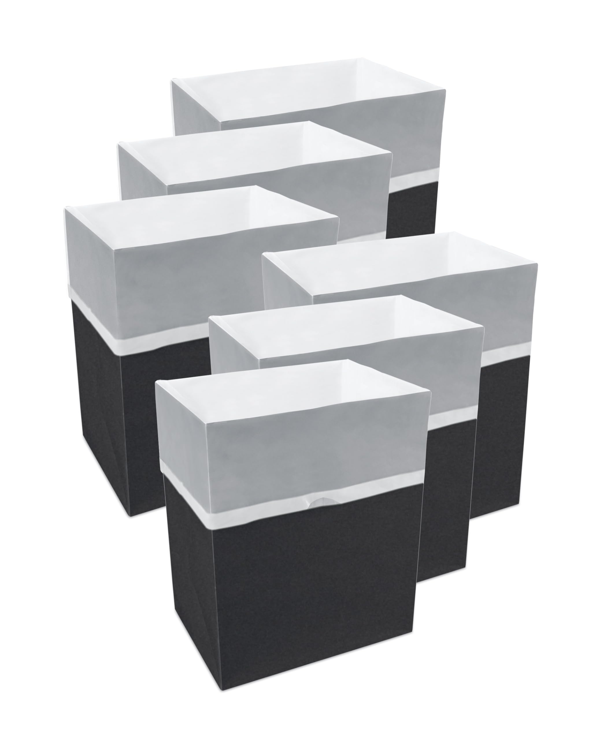 Clean Cubes front packaging showing six black pop-up cans for quick setup benefit