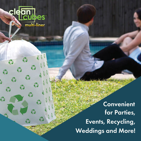 Clean Cubes placed outdoors near drinks table offering tidy disposal